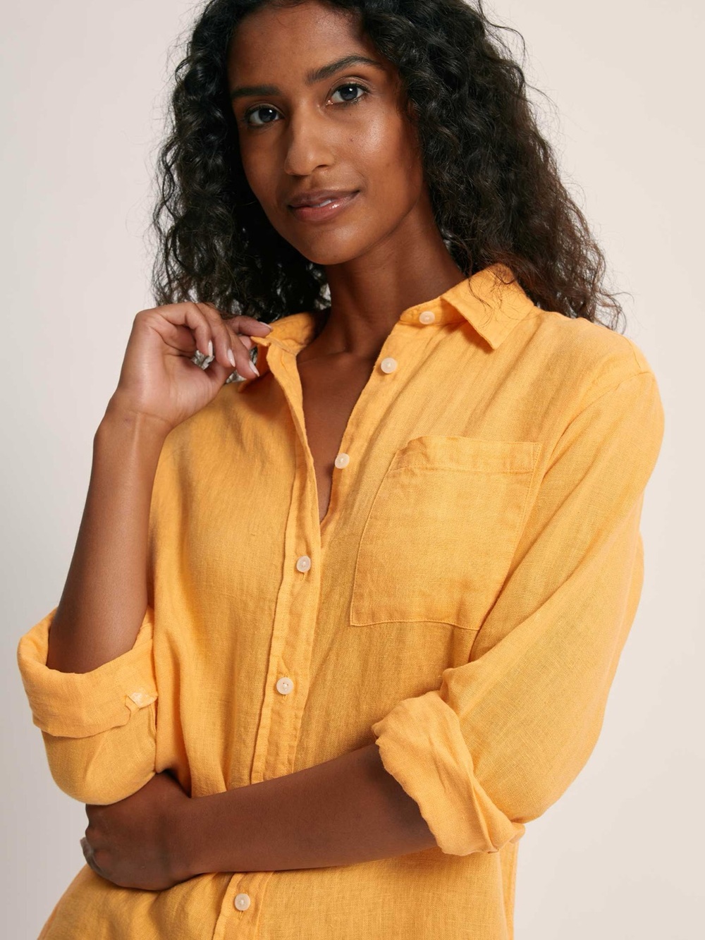Vintage GAP 100%Linen Button Down Shirt yellow Oversized blouse 90s,Y2K